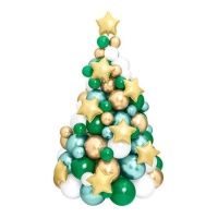 Guirlande de ballons en forme de sapin de Noël avec étoiles - 121 pièces