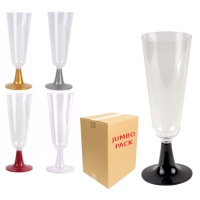 Coupes en plastique de 150 ml avec pied couleurs champagne - 168 unités