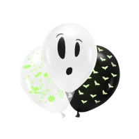 Ballons en latex fluorescents de Halloween de 27 cm - PartyDeco - 3 unités