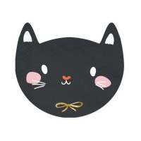 Serviettes chat noir de 15 x 13 cm - PartyDeco - 20 unités