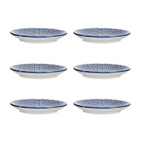 Assiette géométrique bleue de 20 cm - Vessia - 6 unités