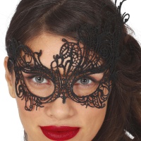 Masque brodé noir asymétrique partiel