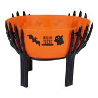 Bol orange avec supports de mains squelette de 26 x 18 cm