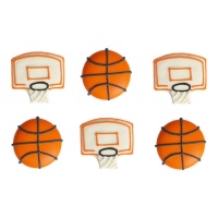 Figurines en sucre de basket-ball avec paniers - Décore - 6 unités