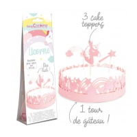 Topper pour gâteau et contour de Licorne - Scrapcooking - 4 pièces