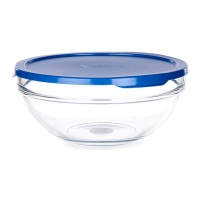 Récipient rond en verre de 1700 ml avec couvercle bleu