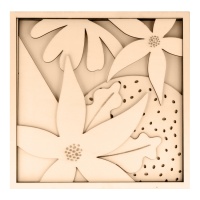 Tableau floral en bois avec 5 niveaux de 25 x 25 cm