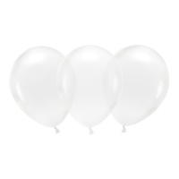 Ballons en latex de 26 cm cristal transparents biodégradables - PartyDeco - 100 unités