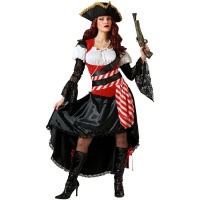 Déguisement de pirate rouge pour femme