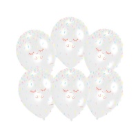 Ballons en latex transparents de couleurs pastel avec visage souriant de 27,5 cm - Amscan - 6 unités