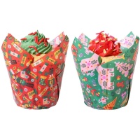 Capsules tulipe en papier pour muffins à motif de Noël - PME - 24 unités