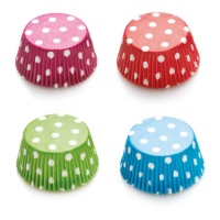 Capsules pour cupcakes de couleurs avec pois blancs - Decora - 75 unités