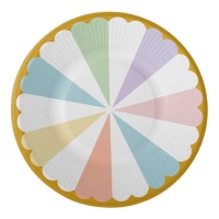 Assiettes à gâteau avec bordure dorée de 23 cm - 8 unités