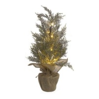 Sapin de Noël décoratif en jute avec lumière de 55 cm