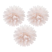 Gaufrettes à fleurs pompon blanches de 4,5 cm - Dekora - 12 unités