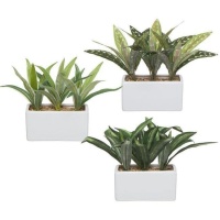 Plante artificielle avec cache-pot rectangulaire blanc assorti de 24 x 20 cm