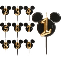 Bougie chiffre avec oreilles de Mickey Mouse de 8,5 cm - 1 unité