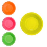 Bols de 17 cm ronds en carton couleurs fluo - 6 unités