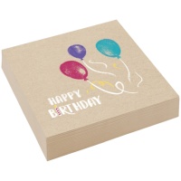 Serviettes d'anniversaire kraft de 16,5 x 16,5 cm - 20 unités