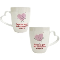 Tasse de 384 ml avec anse en forme de coeur - 2 unités