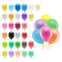 Ballons en latex de 26 cm métallisé biodégradable - PartyDeco - 100 unités