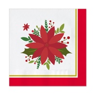 Serviettes à motif de fleur de Noël de 16,5 x 16,5 cm - 30 unités