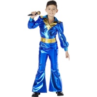 Costume style disco bleu métallisé pour enfant