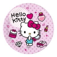 Assiettes Hello Kitty à pois de 23 cm - 8 unités