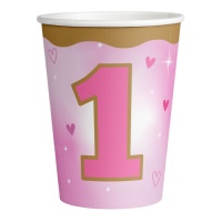 Verres pour le premier anniversaire d'une fille de 266 ml - 8 unités