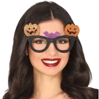 Lunettes d'Halloween avec citrouilles et chauve-souris