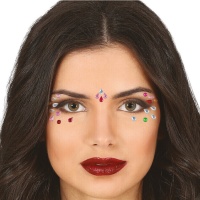 Bijoux adhésifs pour le visage avec gouttes multicolores