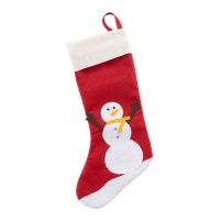 Chaussette bonhomme de neige rouge de 42 cm