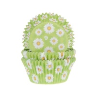 Capsules pour cupcakes vertes avec marguerites - House of Marie - 50 unités