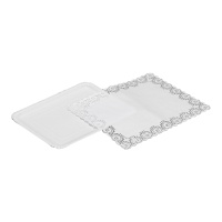 Plateau rectangulaire de 28 x 22 cm en carton avec dentelle - 2 unités