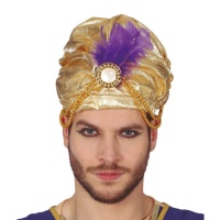 Turban doré avec plume