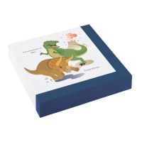 Serviettes de Dinosaures Préhistoriques de 16,5 x 16,5 cm - 20 unités