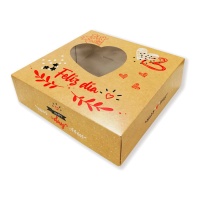 Boîte de 28 x 28 x 8 cm pour gâteau décorée de coeurs de la Saint-Valentin