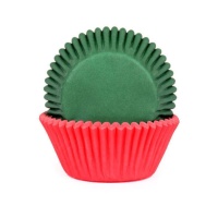 Coupelles pour cupcakes rouges et vertes - House of Marie - 50 unités