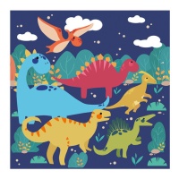 Serviettes avec motif de dinosaures de 16,5 x 16,5 cm - 30 unités