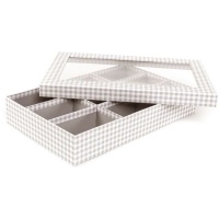 Boîte de 35 x 23 x 6 cm Vichy gris - 9 compartiments