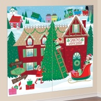 Fresque décorative de l'atelier du Père Noël de 1,65 x 0,82 m