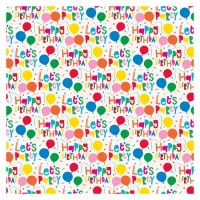 Papier cadeau Joyeux Anniversaire blanc de 1,52 x 0,76 m