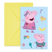 Invitations Peppa Pig et George - 6 unités