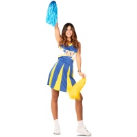 Déguisement de cheerleader bleu et jaune pour femme