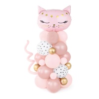 Bouquet de ballons chat rose - PartyDeco - 63 pièces