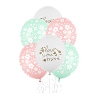 Ballons en latex Love you Mum de 30 cm - PartyDeco - 50 unités