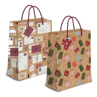 Sac cadeau de 14 x 11,5 x 6,7 cm de Noël Kraft - 1 unité