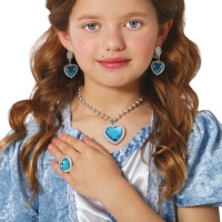 Ensemble de bijoux coeur bleu de princesse