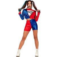 Costume de Harley super-vilaine méchante pour femme