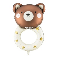 Ballon ourson Teddy avec hochet 61 x 88 cm - PartyDeco